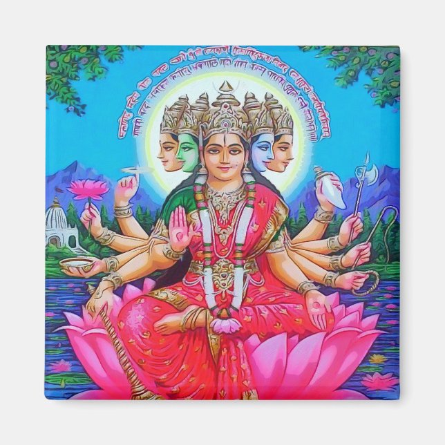 Goddess Gayatri Devi Gudom Magnet (Framsidan)