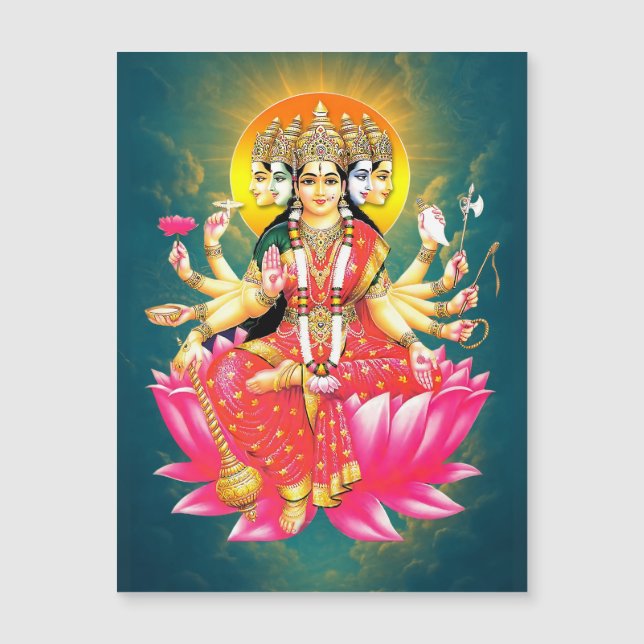 Goddess Gayatri Devi Hindu Gudom Flexible Magnet (Framsida)