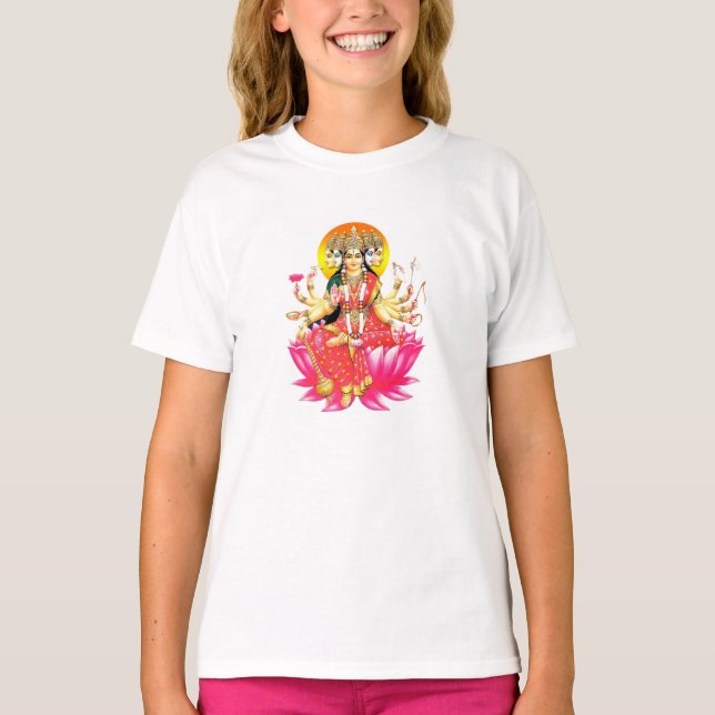 Goddess Gayatri Devi Hindu Gudom T Shirt (Framsida)