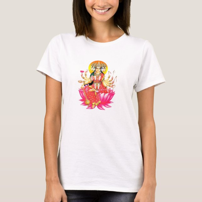 Goddess Gayatri Devi Hindu Gudom T Shirt (Framsida)