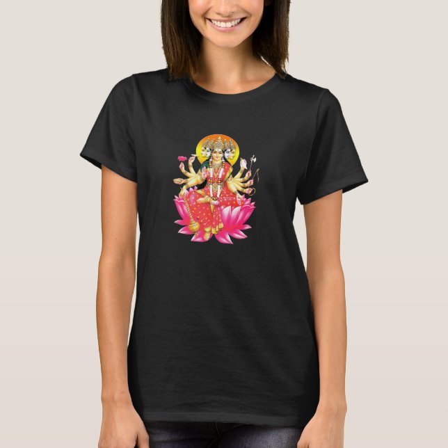 Goddess Gayatri Devi Hindu Gudom T Shirt (Framsida)