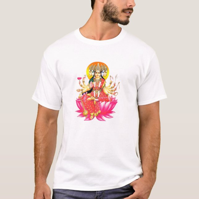 Goddess Gayatri Devi Hindu Gudom T Shirt (Framsida)