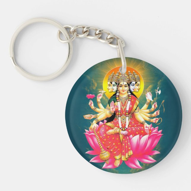 Goddess Gayatri Devi om Lotus Hindu Gudom (Framsidan)