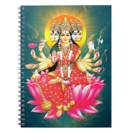 Goddess Gayatri Devi om Lotus Hindu Gudom Anteckningsbok
