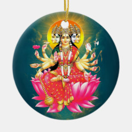 Goddess Gayatri Devi om Lotus Hindu Gudom Julgransprydnad Keramik