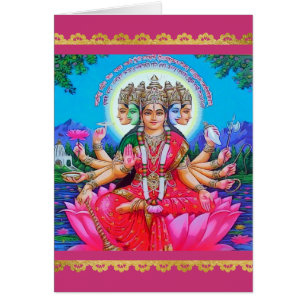 Goddess Gayatri Devi Veda Mata Gudom Hälsningskort