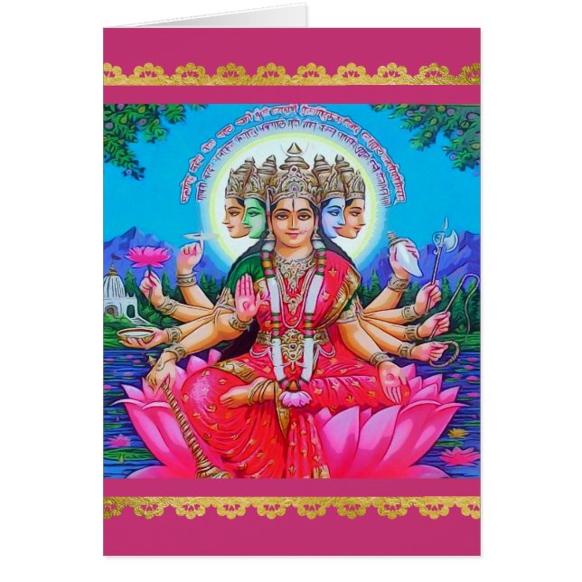 Goddess Gayatri Devi Veda Mata Gudom Hälsningskort (Framsidan)