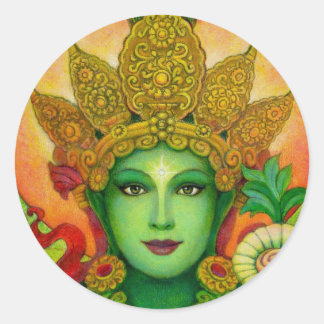 Goddess Grönt Taras Ansikte Runt Klistermärke