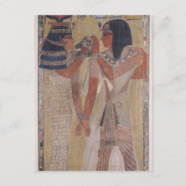 Goddess Hathor placerar den magiska kragen Vykort (Framsida)