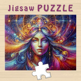 Goddess Head Golden Locks Hair blue Ögon Aurora - Pussel