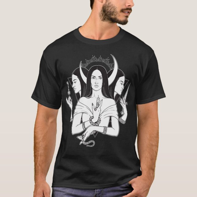 Goddess Hecate Triple Måne Goddess Pagan Wicca T Shirt (Framsida)