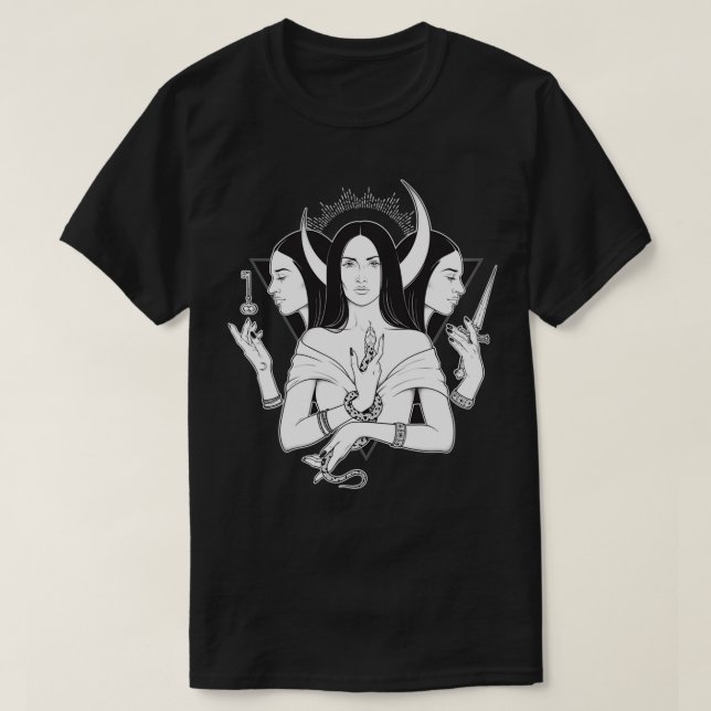 Goddess Hecate Triple Måne Goddess Pagan Wicca Tri T Shirt (Design framsida)