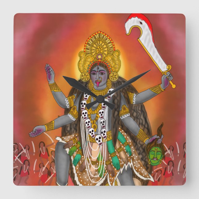 Goddess Kali Clock Fyrkantig Klocka (Framsida)
