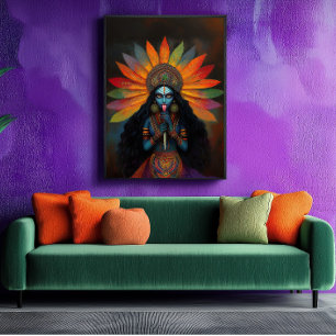 Goddess Kali Surreal Rainbow Porträtt Painting Art Poster