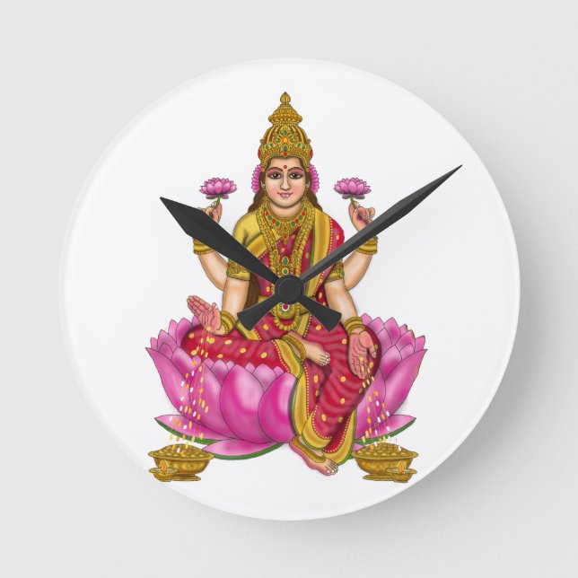 Goddess Lakshmi Clock Rund Klocka (Framsida)