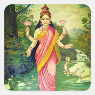 Goddess Lakshmi Fyrkantigt Klistermärke