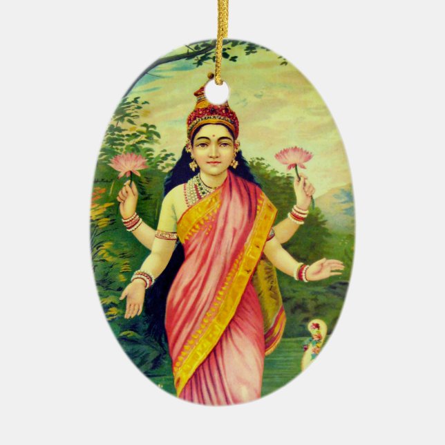 Goddess Lakshmi Julgransprydnad Keramik (Framsidan)