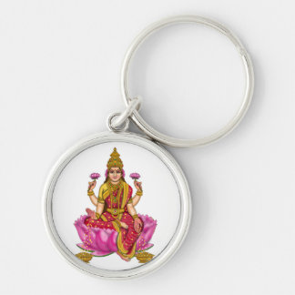 Goddess Lakshmi Keychain Rund Silverfärgad Nyckelring