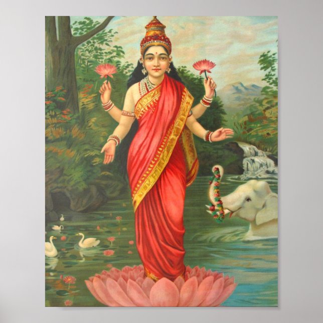 Goddess Lakshmi - Raja Ravi Varma Poster (Framsidan)