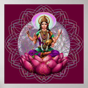 Goddess Lakshmi - Välfärd välsignelse av mandala Poster