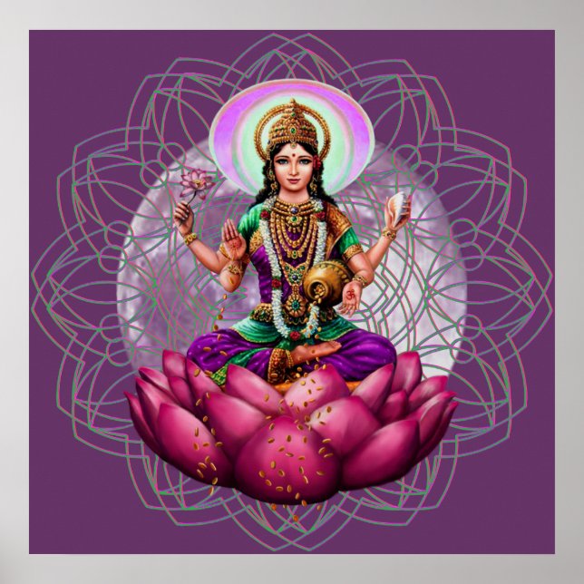 Goddess Lakshmi - Välfärd välsignelse av mandala Poster (Framsidan)