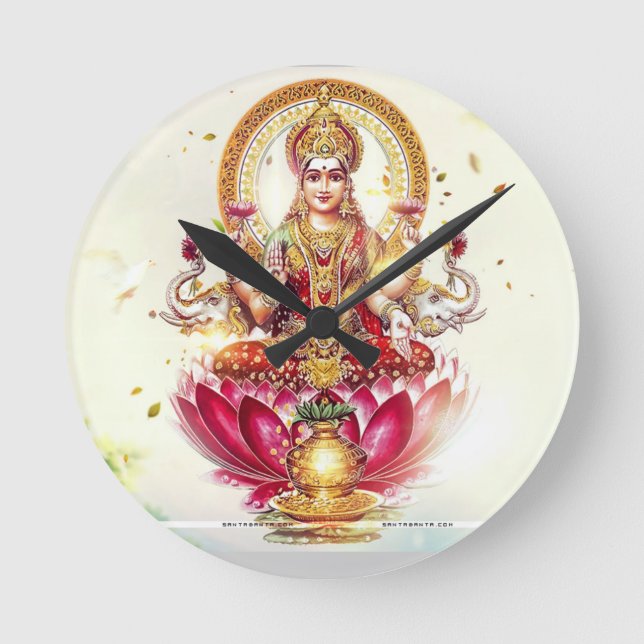 GODDESS LAKSHMI WALL CLOCK RUND KLOCKA (Framsida)