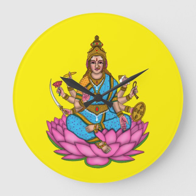 Goddess Lakshmi Wall Clock Stor Klocka (Framsida)