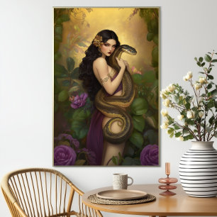 Goddess Lilith i Garden of Eden Snake Art Poster