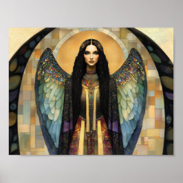 Goddess Lilith Mörk Rainbow Mosaic Painting Poster