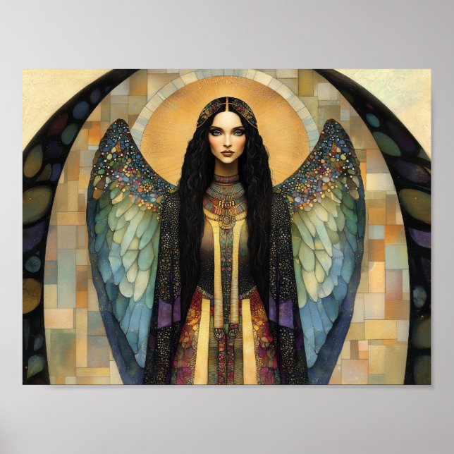 Goddess Lilith Mörk Rainbow Mosaic Painting Poster (Framsidan)