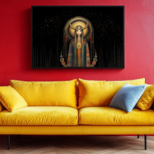 Goddess Lilith Rainbow Guld Black Art nouveau Poster