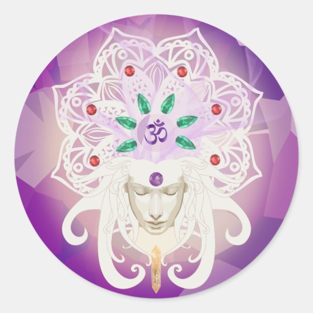 Goddess Meditation Om Sticker Runt Klistermärke (Framsida)