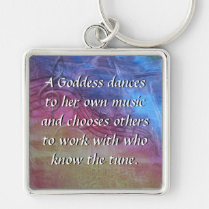 Goddess Music Fyrkantig Silverfärgad Nyckelring