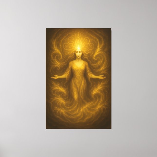 Goddess of Golden Revelation – Radiant Light Aura  Canvastryck (Framsida)