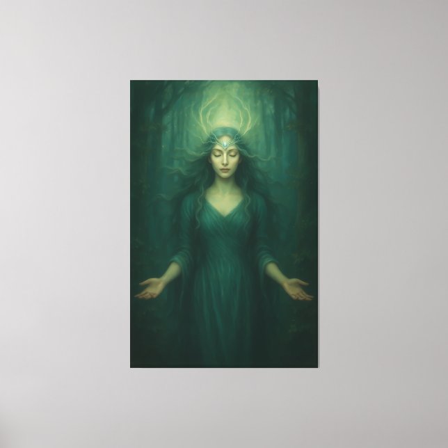 Goddess of the Emerald Spirit – Forest Aura Enligh Canvastryck (Framsida)