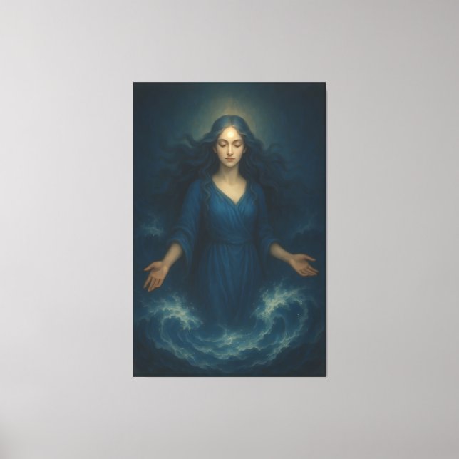 Goddess of Tidal Serenity – Ocean Spirit Blue Aura Canvastryck (Framsida)