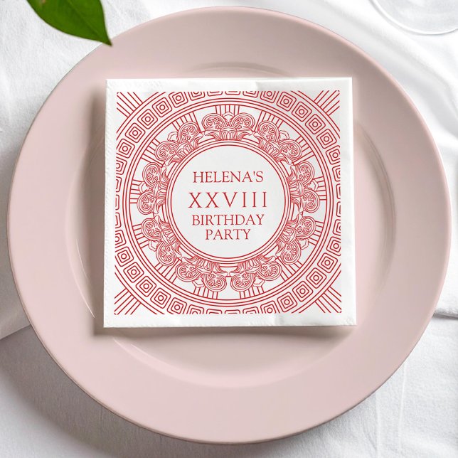 Goddess party napkins med rosa grekiskt mönster pappersservett (Skapare uppladdad)