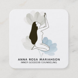 *~* Goddess Praying Helig Blommigt Pastel Meditate Fyrkantigt Visitkort