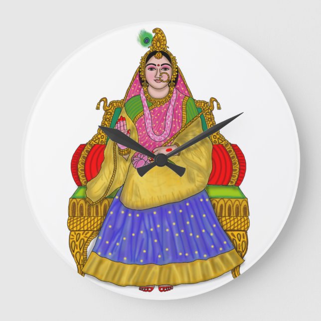 Goddess Radha Clock Stor Klocka (Framsida)