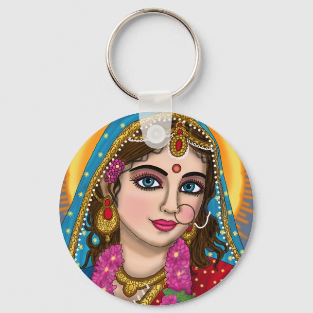 Goddess Radha Keychain | Divine Hindu Devi Radha S Nyckelring (Framsida)