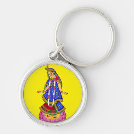 Goddess Radha Keychain Rund Silverfärgad Nyckelring