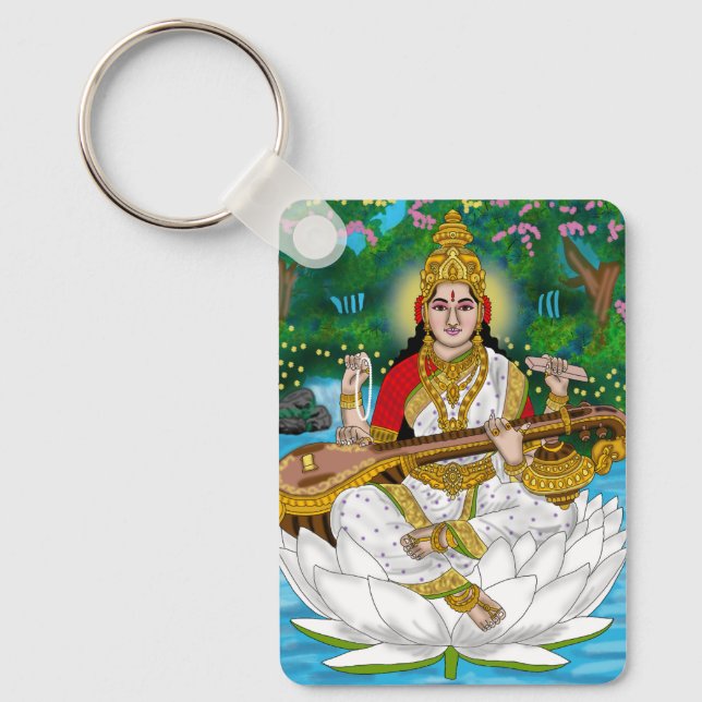 Goddess Saraswati Keychain Nyckelring (Framsida)