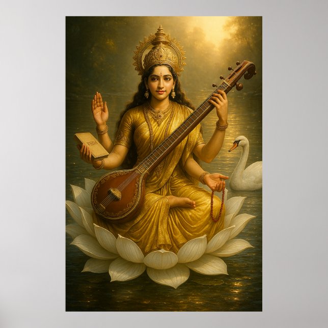 Goddess Saraswati | Kunskapens gudomliga myt Poster (Framsidan)