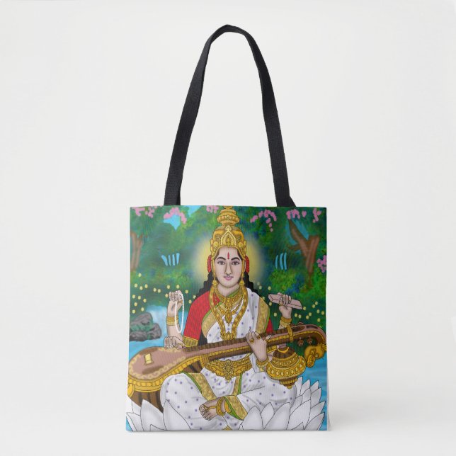 Goddess Saraswati Tote Tygkasse (Framsida)
