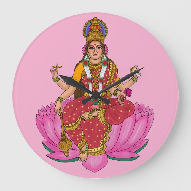 Goddess Siddhidatri Wall Clock Stor Klocka (Framsida)