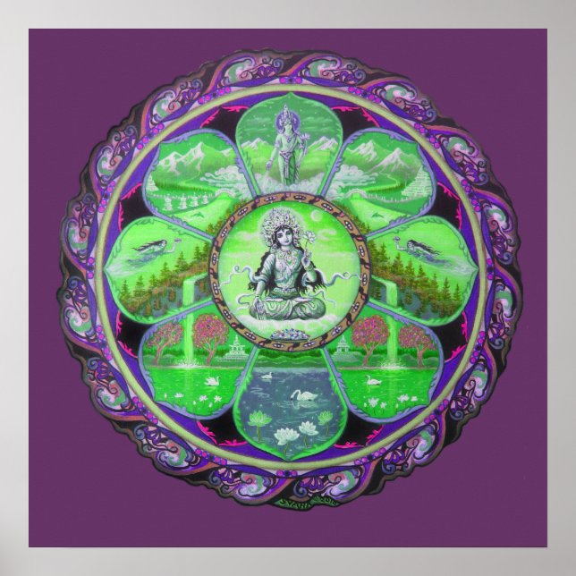 Goddess Tara Realm Mandala poster tryck (Framsidan)
