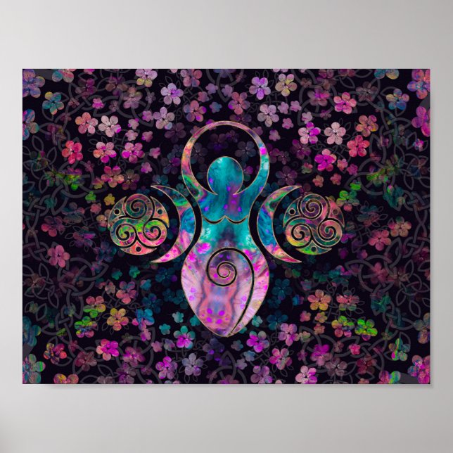 Goddess Triple moon with triskele Poster (Framsidan)