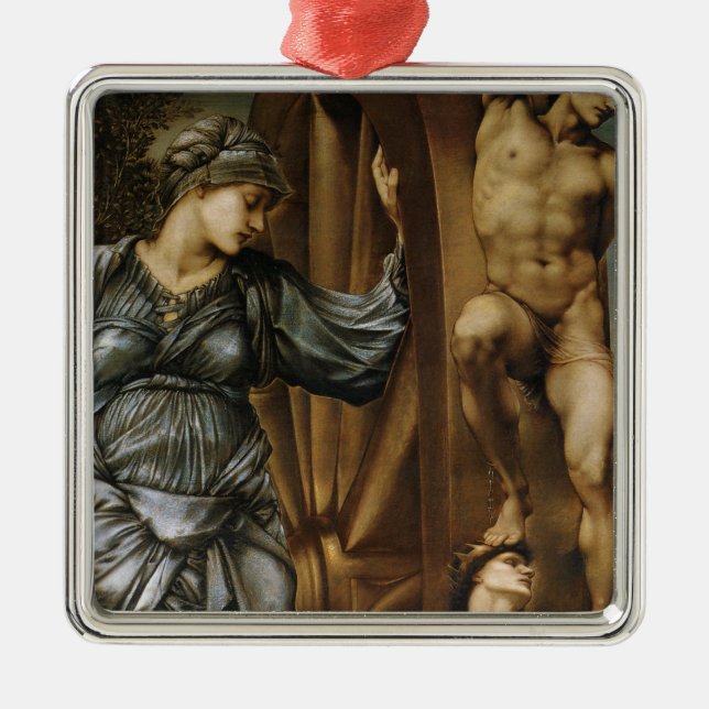 Goddess turning av Fortune (Burne-Jones) Julgransprydnad Metall (Framsidan)