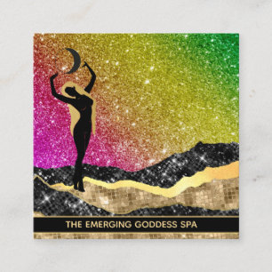 *~* Goddess Woman Ombre Glitter Cosmic Lunar Fyrkantigt Visitkort