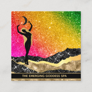*~* Goddess Woman Ombre Rainbow Glitter Unicorn Fyrkantigt Visitkort